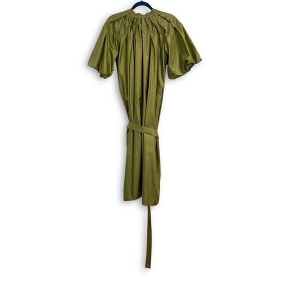 Wolf & Badger Bluzat Olive Green Crepe Midi Dress w/ Raglan Puff Sleeves NWT - Picture 10 of 15